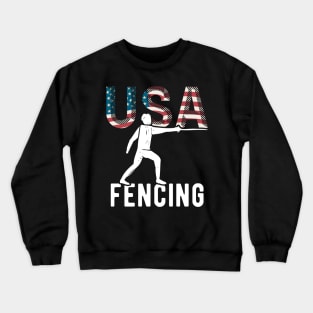 Fencing USA Team American Flag Sport Support Athlete Tokyo Fencer Team Epee Saber USA Crewneck Sweatshirt